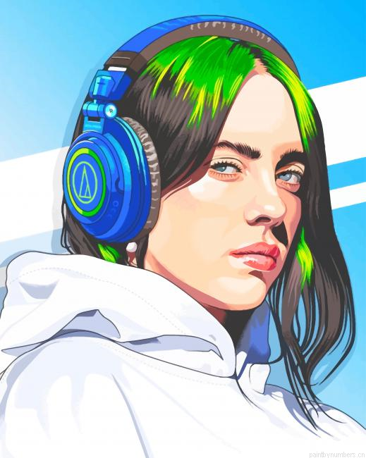 Billie Eilish Green Hair Singers Painting By Numberss.png