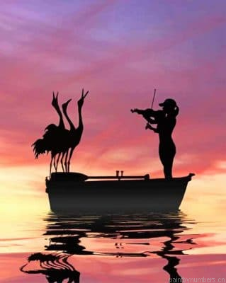 Bird And Violinist Silhouette Painting By Numberss.png