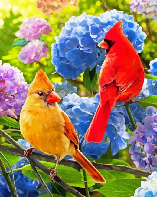 Bird With Hydrangea Painting By Numberss.png