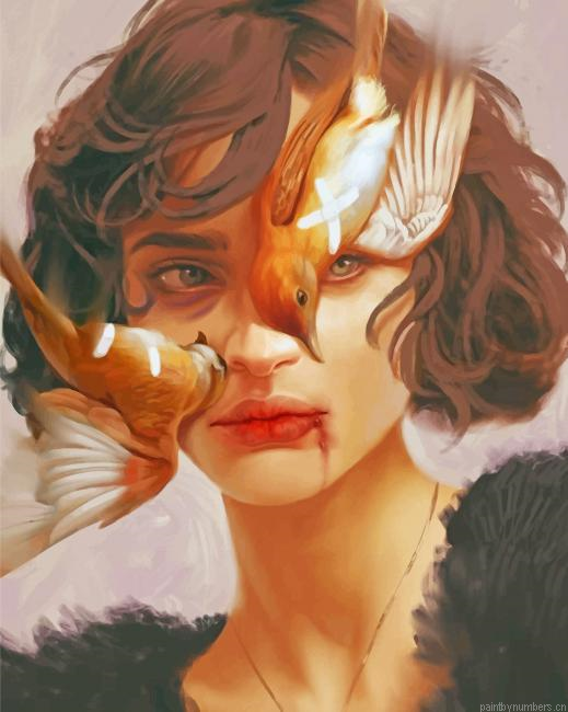 Birds Woman Painting By Numberss.png