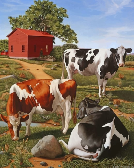 Black And Brown Cows Painting By Numberss.png