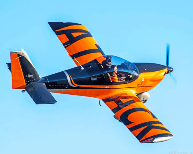 Black And Orange Airplane Painting By Numbers.png