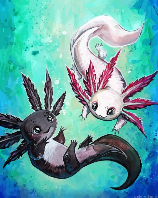 Black And Pink Axolotl Painting By Numberss.png