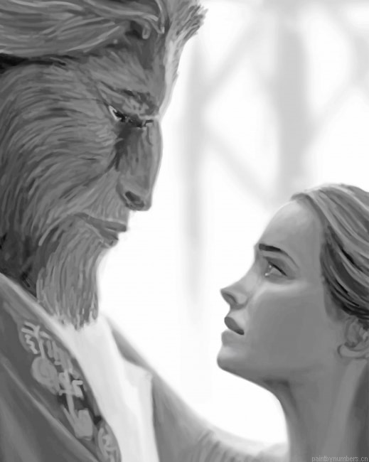 Black And White Beauty And The Beast Painting By Numbers.png