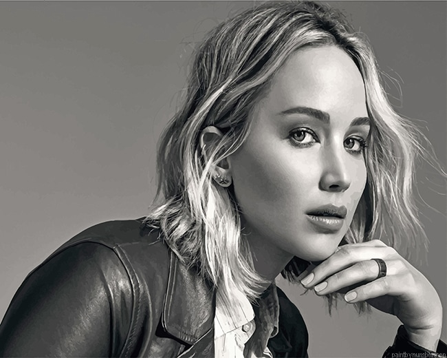 Black And White Jennifer Lawrence Actors Painting By Numberss.png
