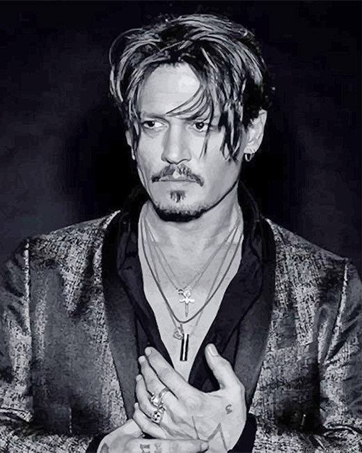Black And White Johnny Depp Actors Painting By Numberss.png