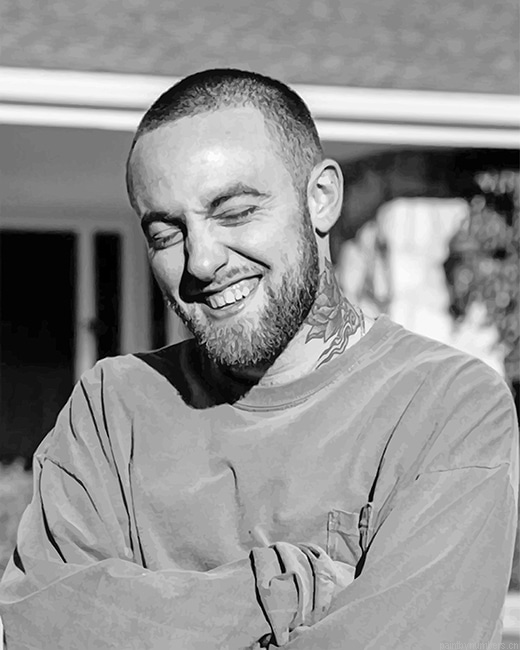 Black And White Mac Miller Rappers Painting By Numberss.png