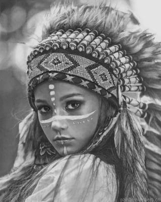 Black And White Native Girl Painting By Numberss.png