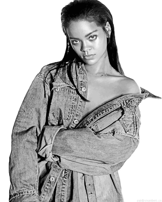 Black And White Rihanna Singers Painting By Numberss.png