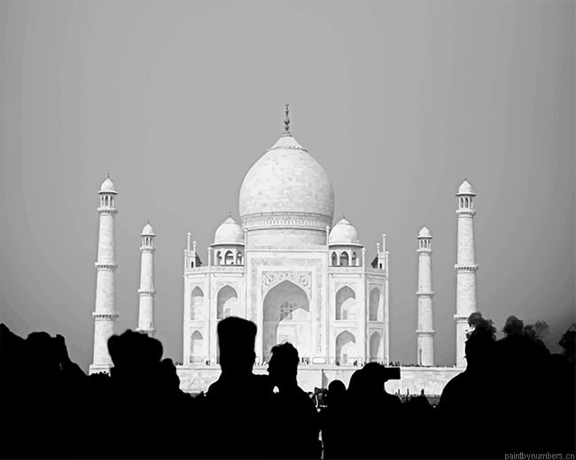 Black And White Taj Mahal Painting By Numberss.png