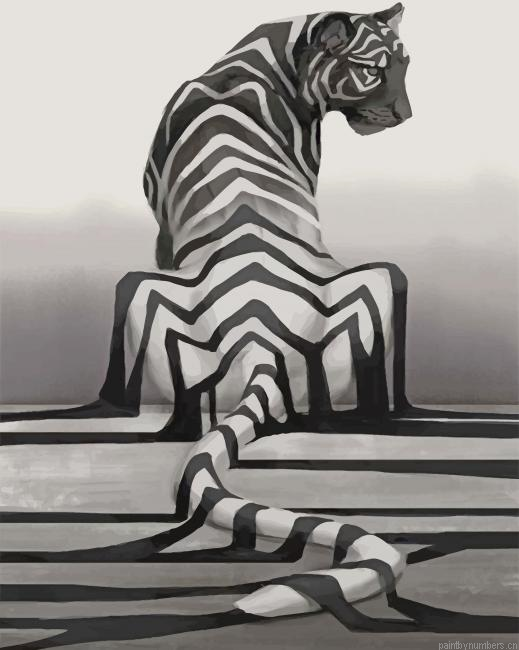 Black And White Tiger Animals Painting By Numberss.png