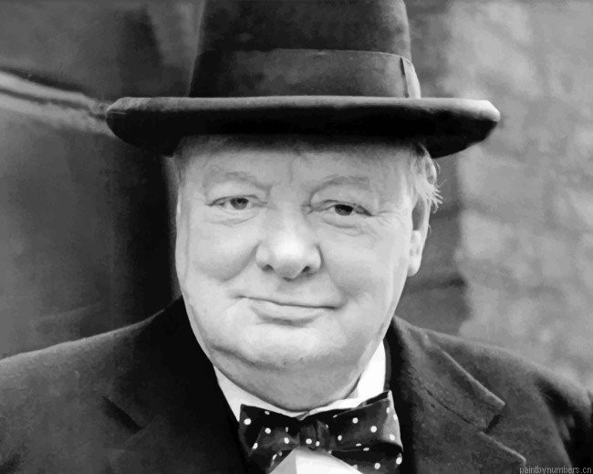 Black And White Winston Churchil Painting By Numberss.png