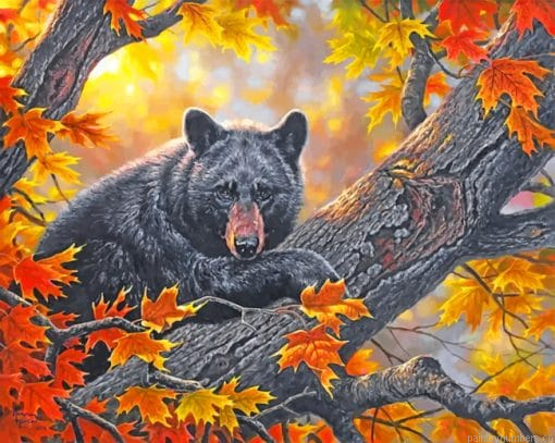 Black Bear On Tree Painting By Numbers.png