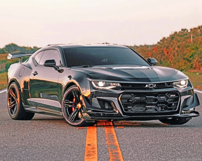Black Chevrolet Camaro Cars Painting By Numberss.png