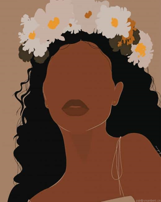 Black Girl With Flower Painting By Numberss.png