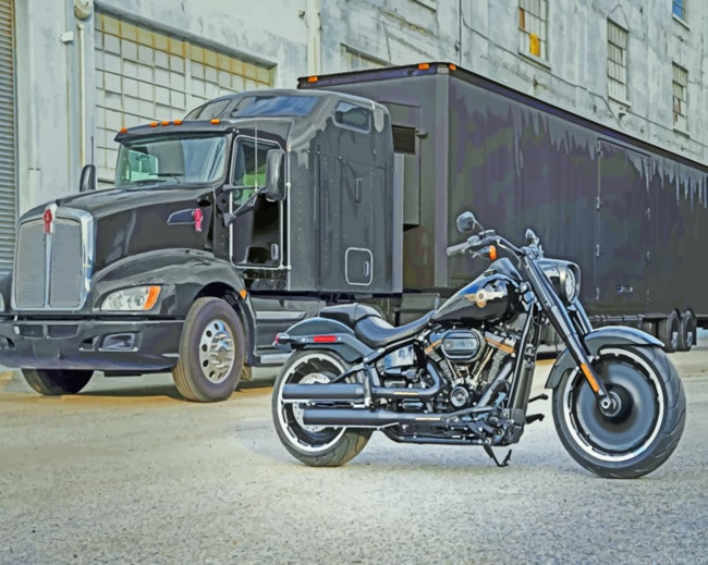 Black Truck And Motorcycle Painting By Numbers.png