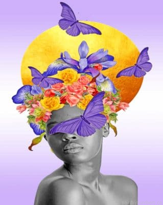 Black Woman And Butterflies Painting By Numberss.png