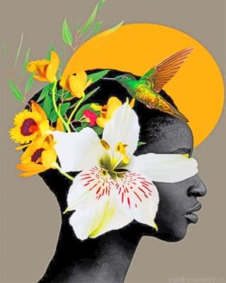 Black Woman And Flowers Painting By Numberss.png