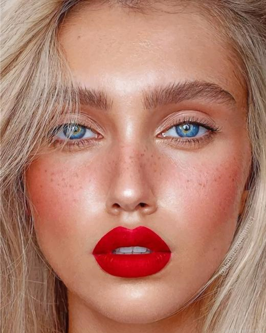Blonde Girl Red Lips Painting By Numberss.png