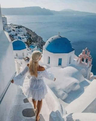 Blondy Girl In Santorini Painting By Numbers.png