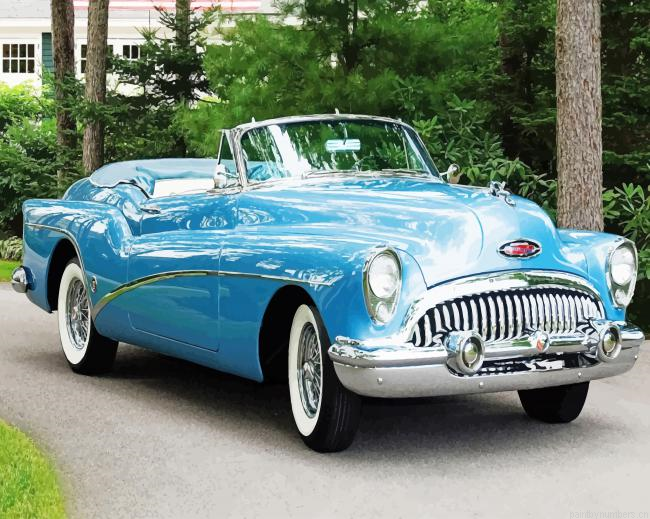 Blue 1953 Skylark Convertible Cars Painting By Numbers.png