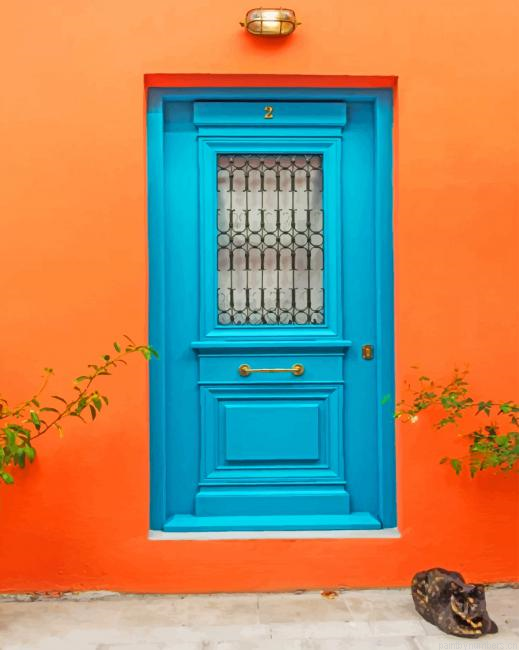 Blue Aesthetic Door Painting By Numberss.png