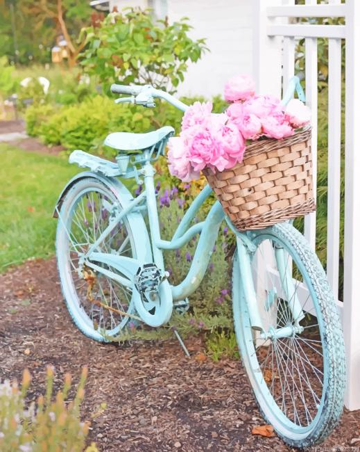 Blue Bike With Flowers Painting By Numberss.png