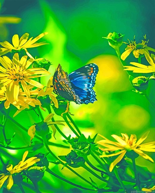 Blue Butterfly In Nature Insects Painting By Numberss.png