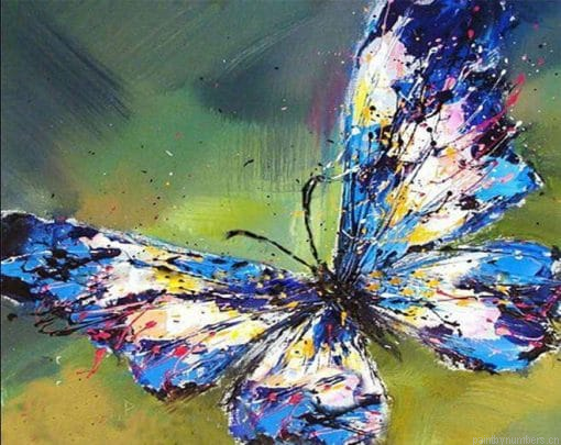 Blue Butterfly Insects Painting By Numberss.png