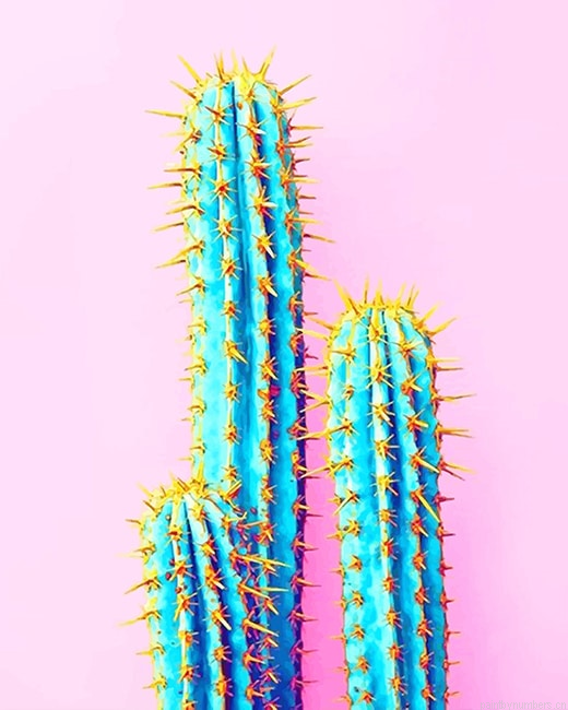 Blue Cactus Plants Painting By Numberss.png