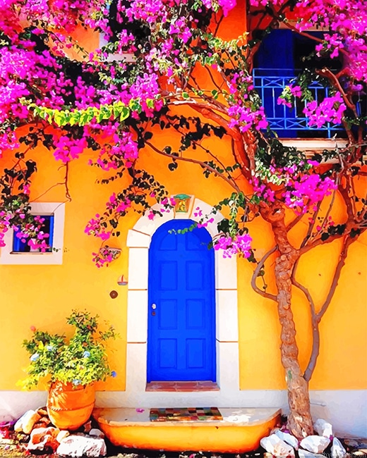 Blue Door Greek House Painting By Numbers.png