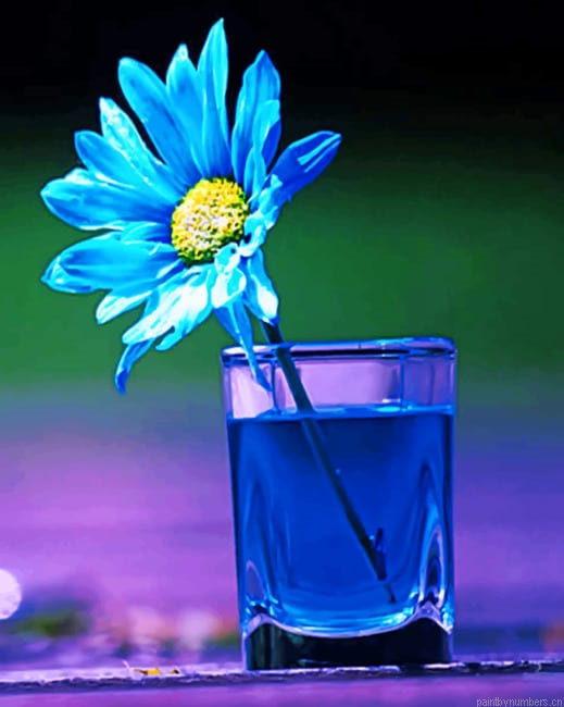 Blue Flower In Glass Painting By Numberss.png