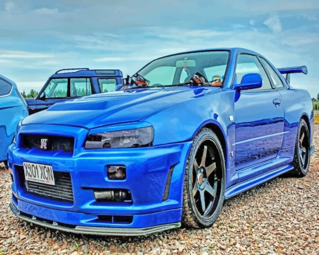Blue Nissan Skyline Gt Cars Painting By Numbers.png