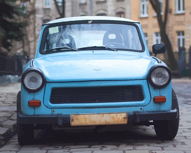 Blue Old Car Painting By Numberss.png