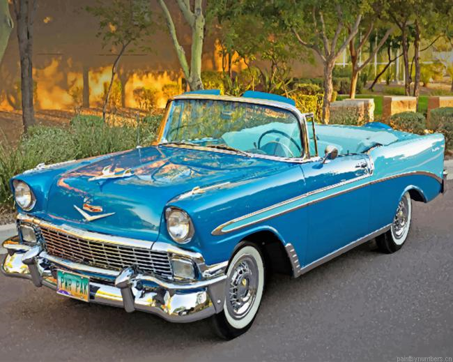 Blue Old Classic Car Painting By Numberss.png