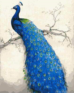 Blue Peacock Birds Painting By Numbers.png