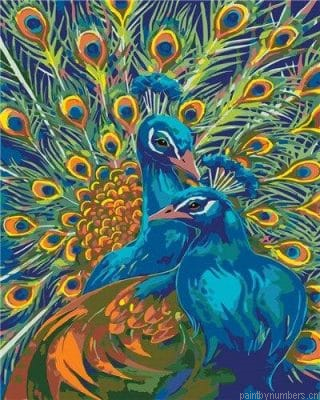 Blue Peacock Couple Birds Painting By Numbers.png
