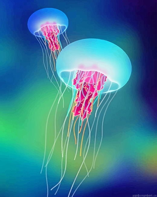 Blue Purple Jellyfish Painting By Numbers.png