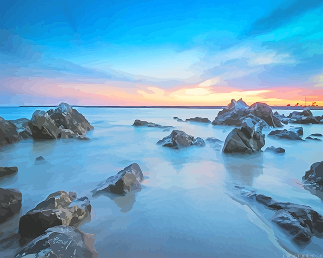 Blue Sea Rocks Painting By Numberss.png