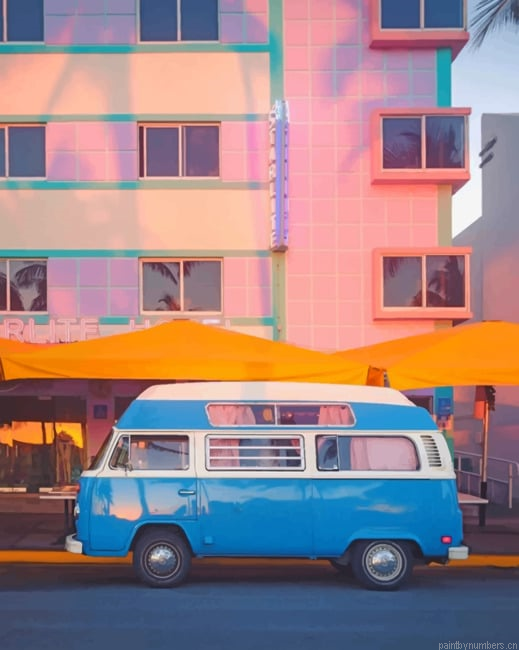 Blue Van In The Street Cars Painting By Numberss.png