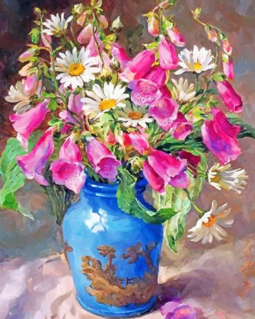 Blue Vase And Flowers Painting By Numberss.png