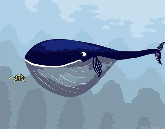 Blue Whale And Little Turtle Painting By Numbers.png