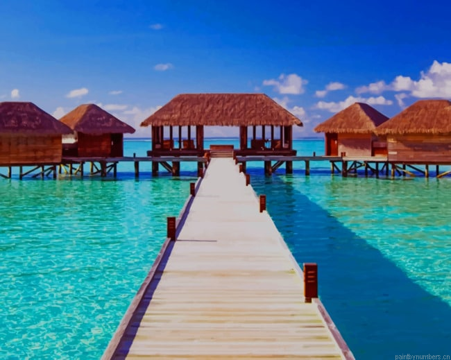 Boardwalk To The Bungalows Seascapes Painting By Numberss.png