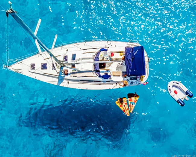 Boat In Balearic Islands Oceans Painting By Numberss.png