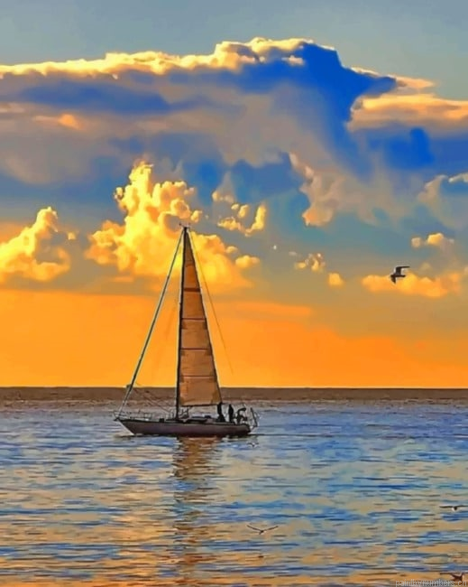 Boat In The Beach Seascape Painting By Numberss.png