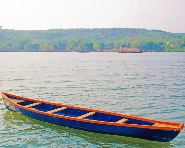 Boat In The Ocean Painting By Numberss.png