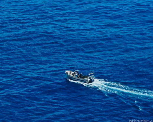 Boat In The Vast Blue Ocean Painting By Numberss.png