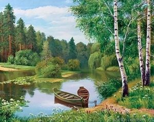 Boat River Forest Painting By Numbers.png