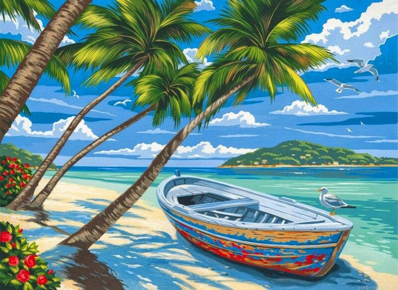 Boat Stranded On An Island Landscapes Painting By Numbers.png