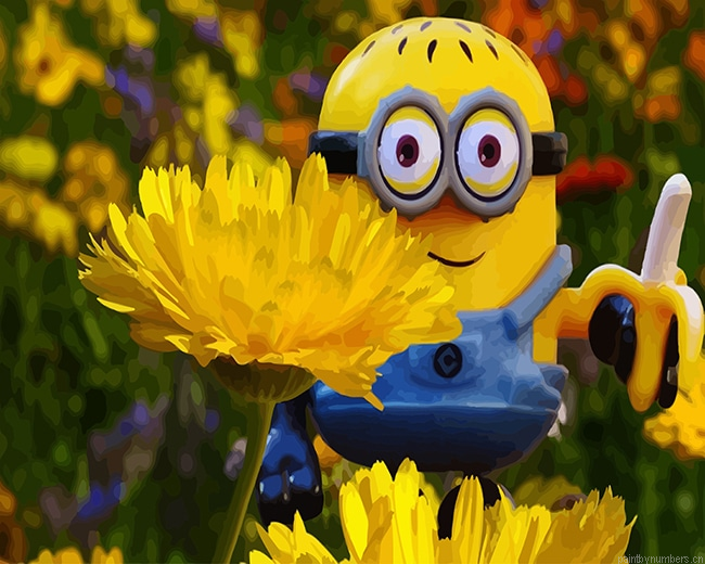 Bob The Minion Holding Flower Animations Painting By Numberss.png